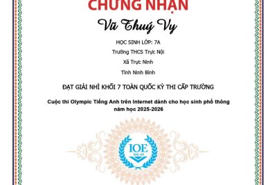 HỌC SINH TRƯỜNG THCS TRỰC NỘI XUẤT SẮC KỲ THI OLYMPIC TIẾNG ANH TRÊN INTERNET (IOE) CẤP TRƯỜNG NĂM HỌC 2025 – 2026